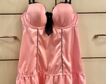 Vintage La Senza babydoll lingerie nightie with matching side tie thong panty