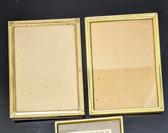 Goudkleurige geëtste vintage frames set van 3 galerij