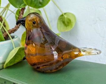 Art glass brown bird