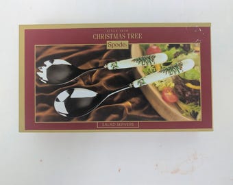 Spode Christmas Tree Salad Servers Serving Set W Box