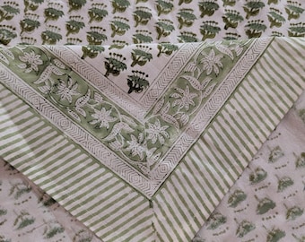 Cotton Print Club Tablecloth French Country Style Block Print Rectangle 61 X 88