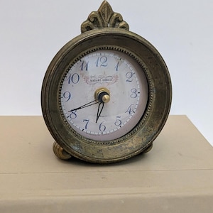 Madame Giselle Timeworks Clock Petite Table Vintage French Style Ornate Brass