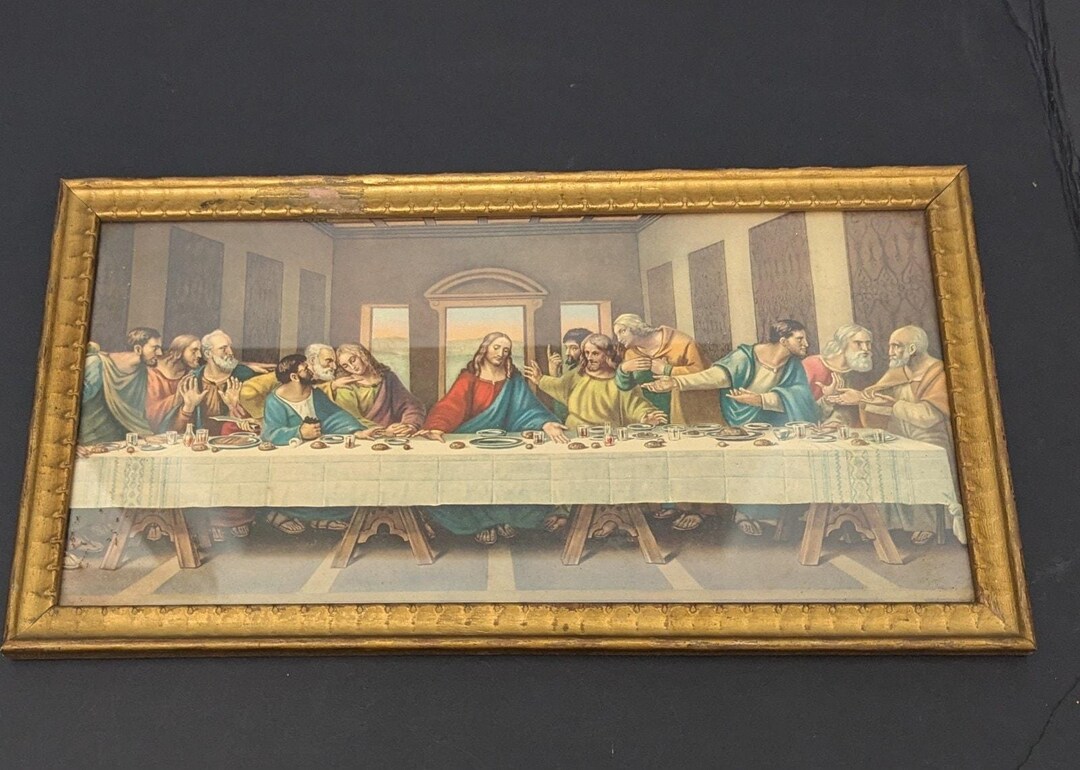 Gold Wood Framed the Last Supper Art Print Wall Hanging Da Vinci 7 X 14 ...