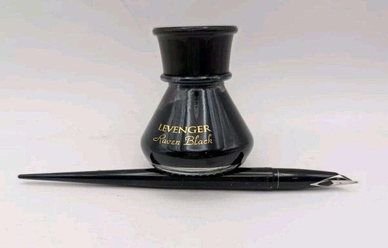 Sheaffer Dip Fountain Pen with Inlaid Steel Triumph Nib And Levenger Raven Black image 1