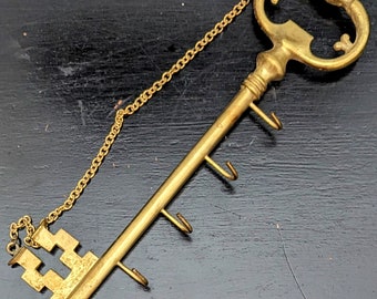 Vintage brass key hook rack