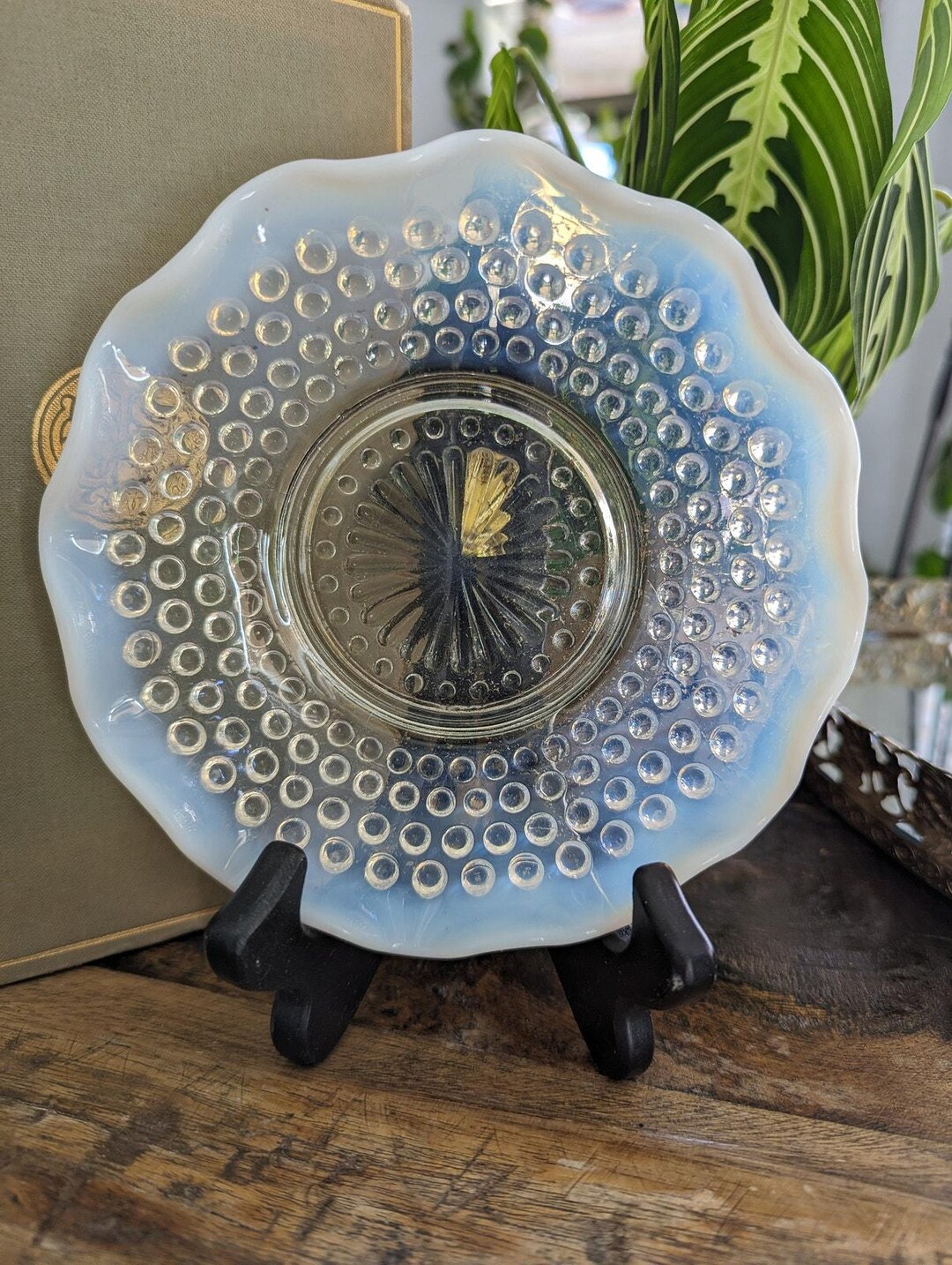 フェントン　ムーンストーン　ホブネイル　オパルーセント ヴィンテージ フェントン ムーンストーン オパールセント ホブネイル