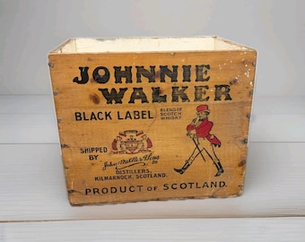 Johnnie Walker Red Label Scotch Whiskey Wooden Box Crate Liquor