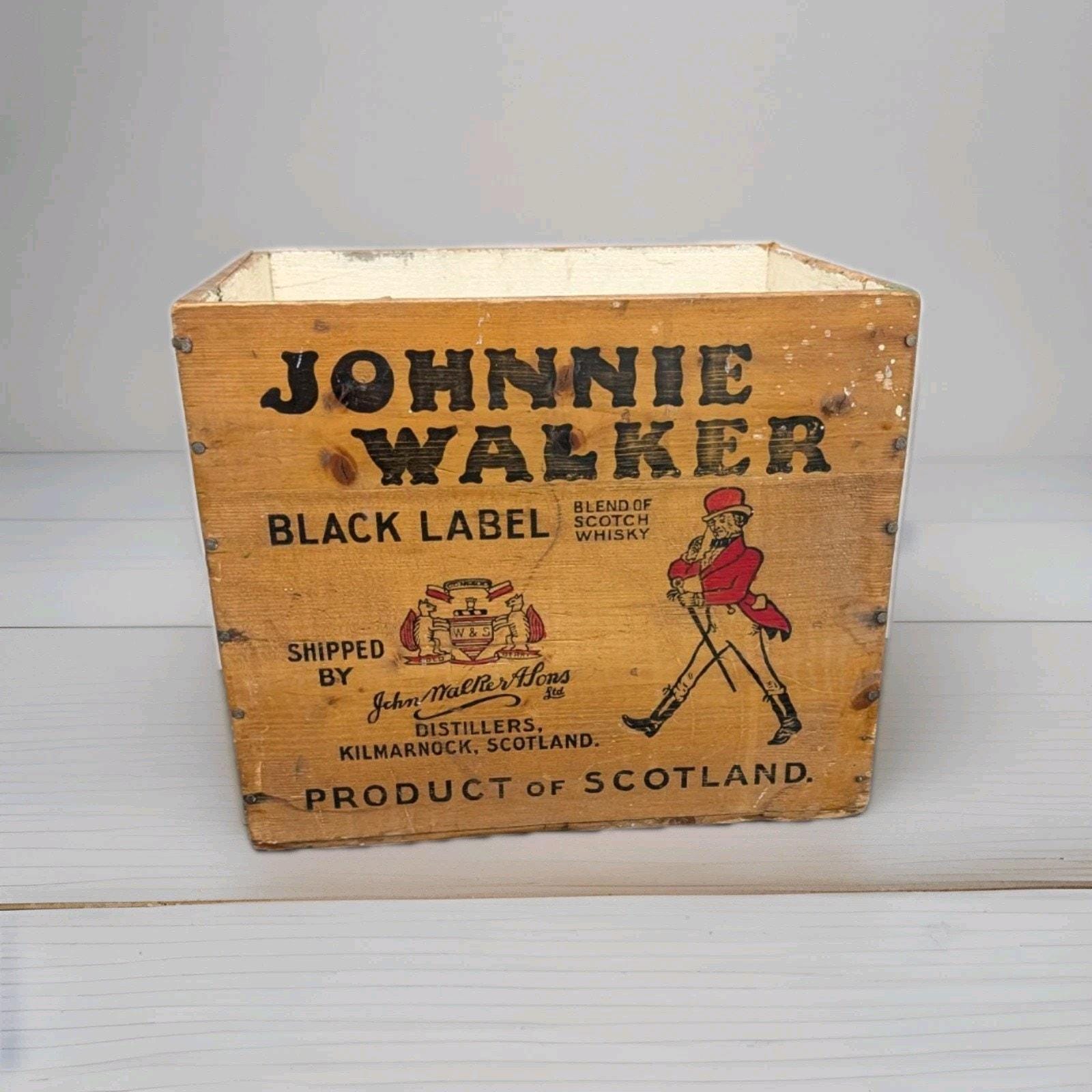 Johnnie Walker Red Label Scotch Whiskey Wooden Box Crate Liquor