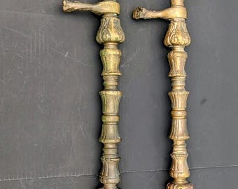 Solid Brass Entry Door Handles 28.5" Antique Ornate Rare Architectural 9 Lbs Ea