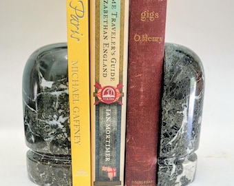 Sujetalibros de mármol Black Zebra de Pakistán, 15 cm de alto x 13 cm de ancho, par, esculturales.