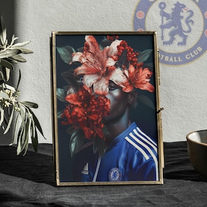 Didier Drogba Chelsea London FC Poster Print Art, creative gift idea for soccer supporters and Blues football fans, WallArt Collection