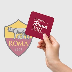 AS Roma coaster, gift idea for football supporters and Rome Giallorossi soccer fans, cork-back coaster tastes like a win style