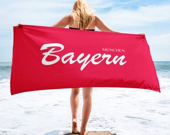 FC Bayern München Towel, creative gift idea for football supporters and Munich soccer fans, beach towel &#39;wave&#39; FanArta Merch collection