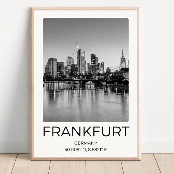 Frankfurt Poster Travel Frankfurt Travel Posters Frankfurt Travel Poster Germany Travel Wallart Travel illustrative blackwhite wallarts