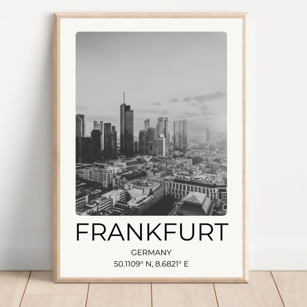 Frankfurt Poster Print Frankfurt Travel Posters Frankfurt Travel Poster Germany Travel Wallart illustrative poster black white printabl