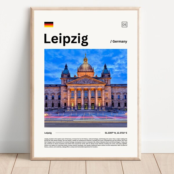 Leipzig Poster Leipzig City Poster Germany Poster City Wall Art Leipzig Travel Gift Gift for Travel Travel Poster