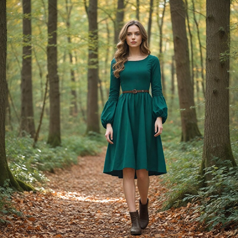 Fitted midi dress with long sleeves main image 0
