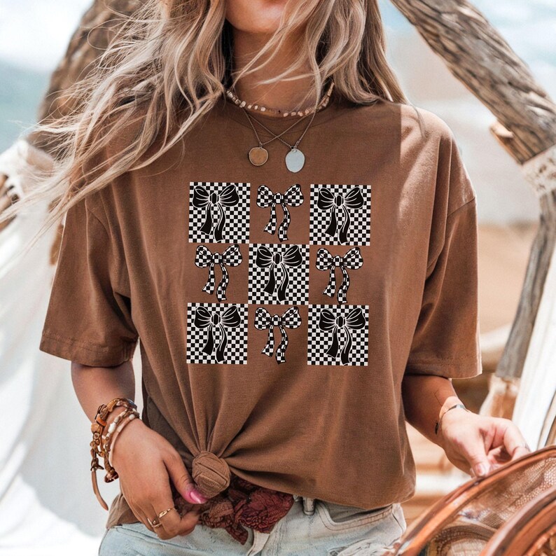 Checkered Bow Coquette Comfort Colors® T-Shirt image 7