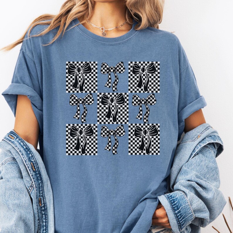 Checkered Bow Coquette Comfort Colors® T-Shirt image 6