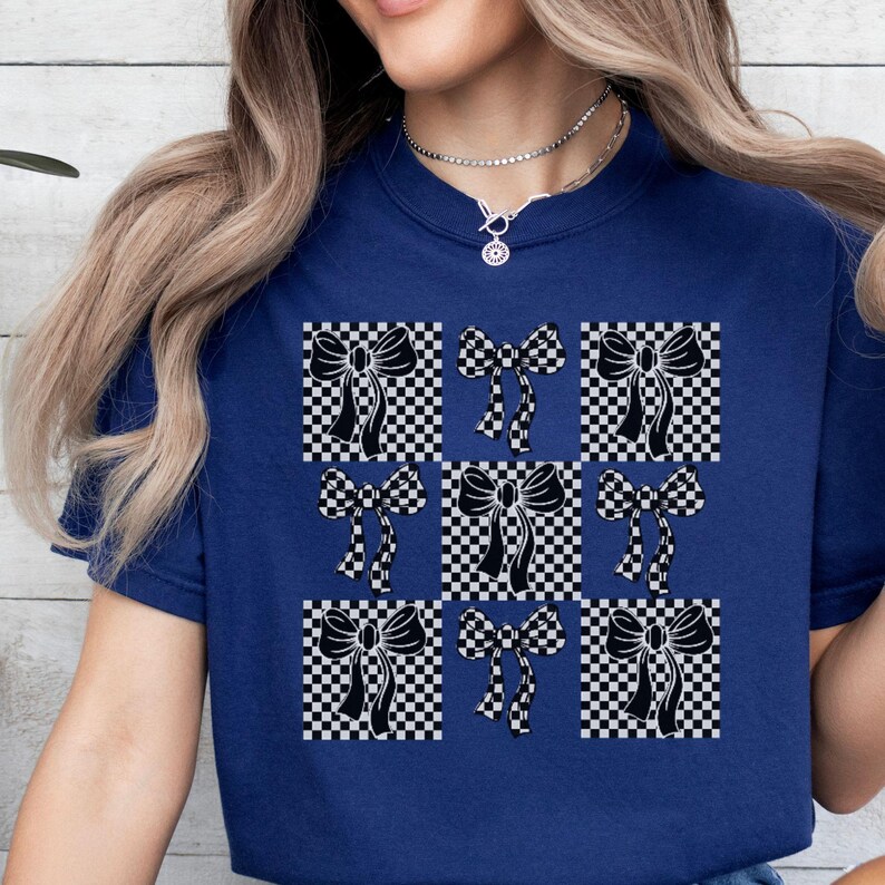 Checkered Bow Coquette Comfort Colors® T-Shirt image 4
