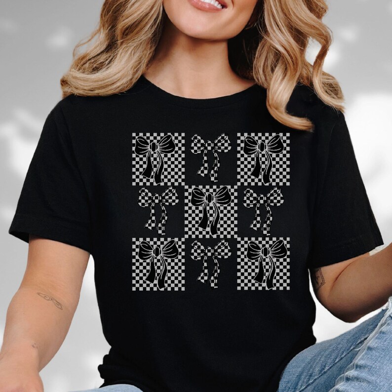 Checkered Bow Coquette Comfort Colors® T-Shirt image 2