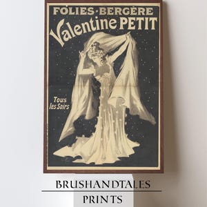 Vintage French Cabaret Poster - Folies Bergère Valentine Petit Digital Download Wall Art for Home Decor