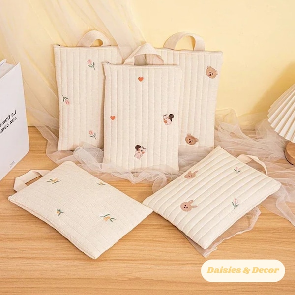 Joli sac mouillage pour bébé, sac à langer en coton avec adorable animal, sac pour la maternelle, pochette pour chambre de bébé, pochette en coton à fermeture éclair, cadeaux pour nouveau-né