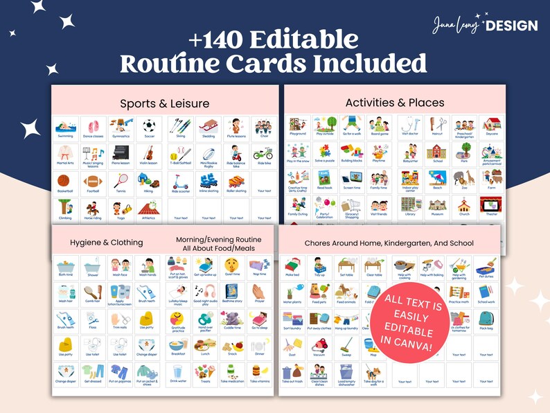 Kids Chore Chart Downloadable, Visual Schedule Preschool Daily Routine ...