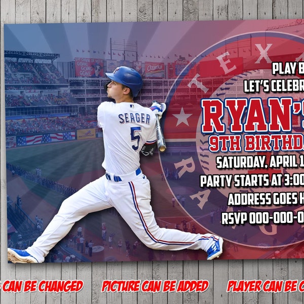 Rangers Inspired Digital Party Invitation, birthday, thank you card, holiday, valentine