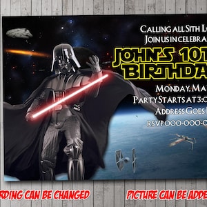 Invito a una festa digitale ispirato a Dark Vader, compleanno, biglietto di ringraziamento, vacanza, San Valentino, baby shower, Halloween