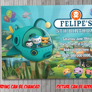 Invito digitale per la festa degli Octonauts, compleanno, biglietto di ringraziamento, festa, San Valentino, Halloween, giorno