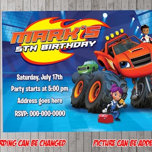 Blaze and the Monster Machines Digitale Party Einladung, Geburtstag, Dankeskarte, Urlaub, Valentine