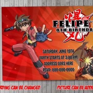 Invito digitale per feste Bakugan, compleanno, biglietto di ringraziamento, festa, San Valentino, baby shower