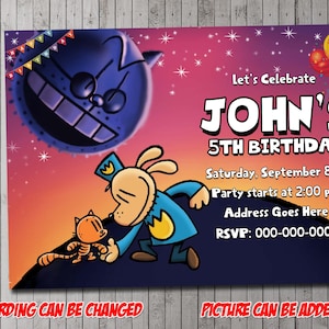 Dog Man Model 2 Digital Party Invitation, birthday, thank you card, holiday, valentine