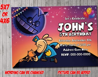 Dog Man Model 2 Digital Party Invitation, birthday, thank you card, holiday, valentine