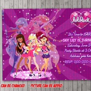 Invitation fête numérique Lolirock, anniversaire, carte de remerciement, vacances, Saint-Valentin, Halloween, jour