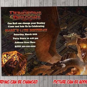 Invitation de fête numérique Donjons et dragons, anniversaire, carte de remerciement, vacances, Saint-Valentin, Halloween, baby shower, D&D