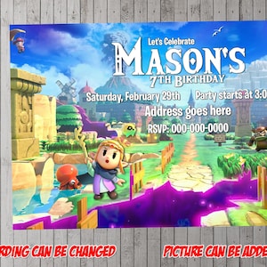 Convite para festa digital The Legend of Zelda M6, aniversário, cartão de agradecimento, feriado, dia dos namorados