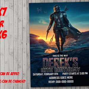 Mandalorian Inspired Digital Party Invitation, birthday, thank you card, holiday, valentine, baby shower, halloween