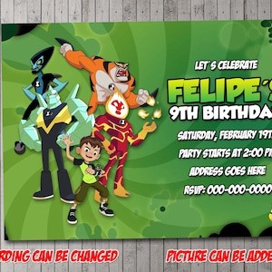 Invito a una festa digitale Ben 10, compleanno, biglietto di ringraziamento, vacanza, San Valentino
