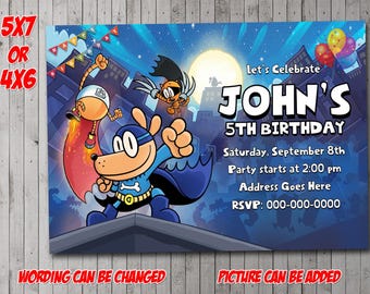 Dog Man Digital Party Invitation, birthday, thank you card, holiday, valentine