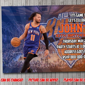 Invitation de fête numérique inspirée des Knicks, anniversaire, carte de remerciement, vacances, Saint-Valentin