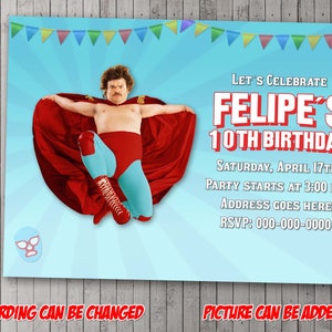 Digitale Nacho Libre-feestuitnodiging, verjaardag, bedankkaart, vakantie, valentijn, Halloween, dag
