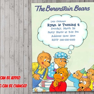 Invito digitale per feste con gli orsetti Berenstain, compleanno, biglietto di ringraziamento, festa, San Valentino, baby shower