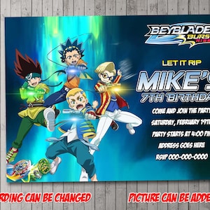 Invito digitale per la festa di Beyblade, compleanno, biglietto di ringraziamento, festa, San Valentino