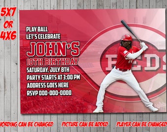 Reds Inspired Digital Party Invitation, birthday, thank you card, holiday, valentine