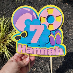 Pool Party Cake Topper: Beach Theme Birthday Decoration