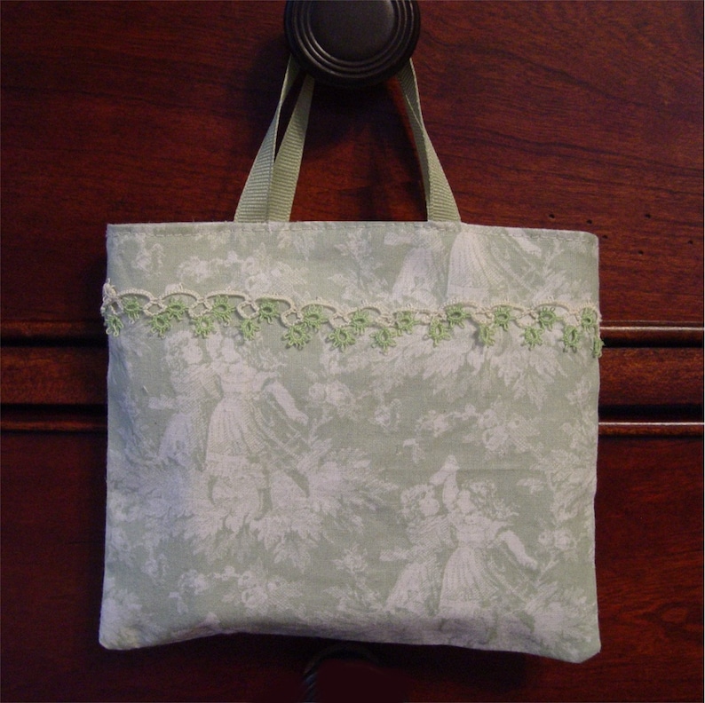 fabric gift wrapping green favor bag Small tote style fabric gift bag jewelry bag