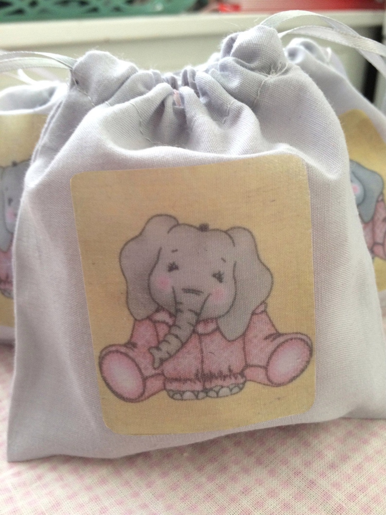yellow Baby Shower Favor Bags gray Elephant Child/'s Party Favor Bags set of 10 Pink