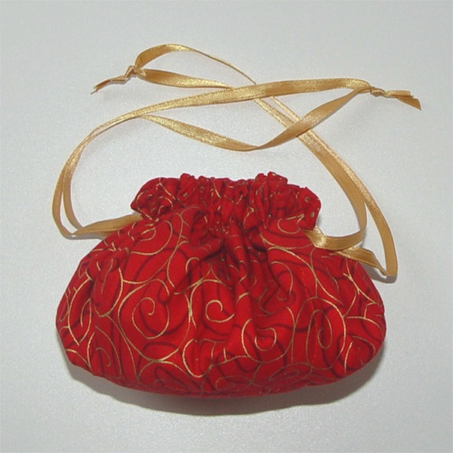 Red jewelry pouch travel bag drawstring bag red & gold Etsy